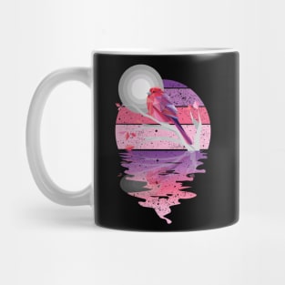 Vintage cute bird reflected on lights of moon Mug